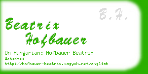 beatrix hofbauer business card